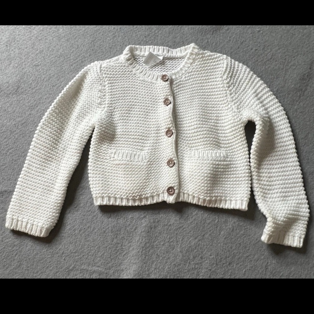 Carters Knit Button-Up Sweater Unisex Boy Girl 12 Months Ivory White Classic